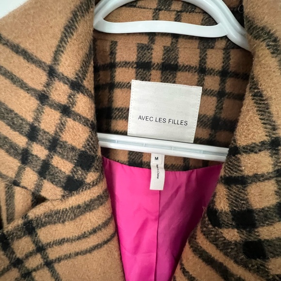 Avec Les Filles Tan and Black Pea Coat - Picture 3 of 3